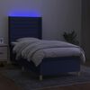 vidaXL Cama box spring colch&oacute;n y luces LED tela azul 90x200 cm