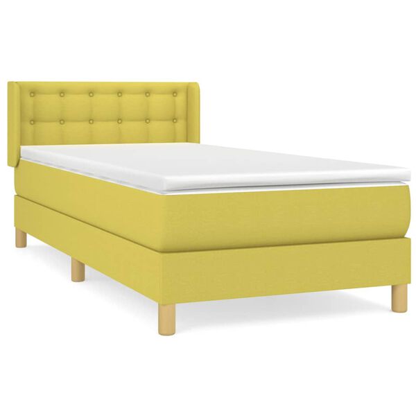 vidaXL Cama box spring con colch&oacute;n tela verde 90x200 cm