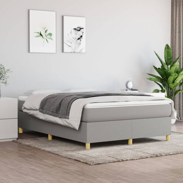 vidaXL Cama box spring con colch&oacute;n tela gris claro 140x190 cm