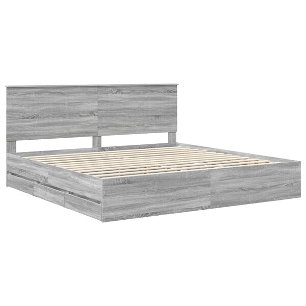 vidaXL Estructura de cama Gris Sonoma 200 x 200 cm Madera Ingenieril