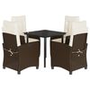vidaXL Set comedor de jard&iacute;n 5 piezas y cojines rat&aacute;n sint&eacute;tico marr&oacute;n