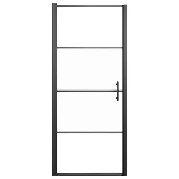 vidaXL Puerta de ducha vidrio semiesmerilado negro 91x195 cm