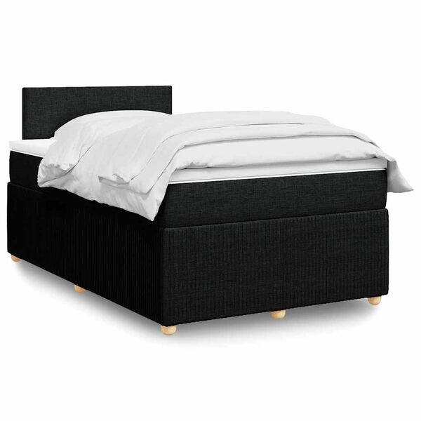 vidaXL Cama box spring con colch&oacute;n tela negro 120x200 cm