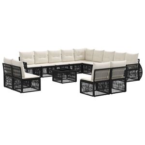 vidaXL Conjunto de sof&aacute;s de jard&iacute;n 14 uds. Negro y Blanco Crema