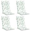 vidaXL Cojines de silla de respaldo alto 4 uds tela estampado de hojas
