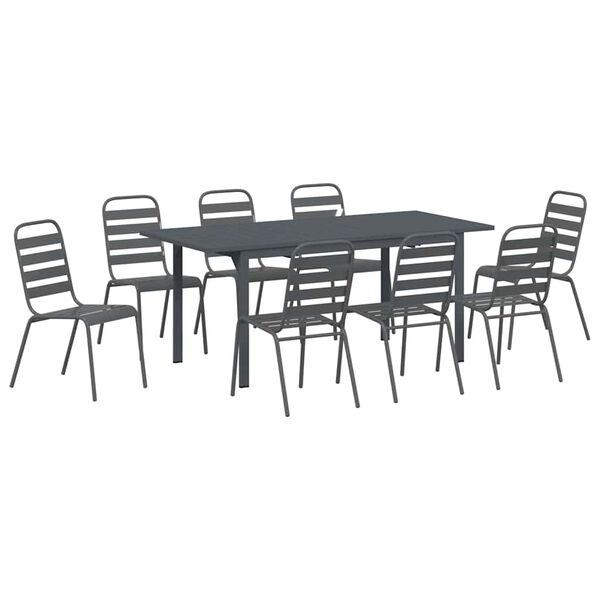 vidaXL Conjunto de Comedor de Jard&iacute;n 9 pcs Antracita