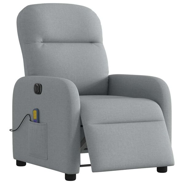 vidaXL Sill&oacute;n reclinable de masaje el&eacute;ctrico tela gris claro