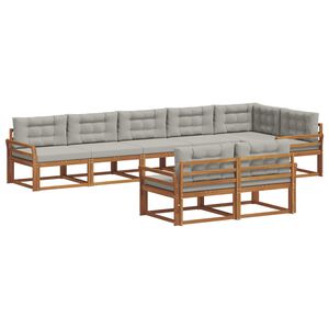 vidaXL Conjunto de sof&aacute;s de exterior 8 pcs Gris Natural y Claro