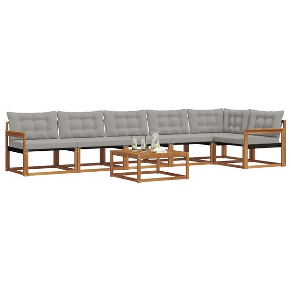 vidaXL Conjunto de sof&aacute;s de exterior 7 pcs Gris Natural y Claro