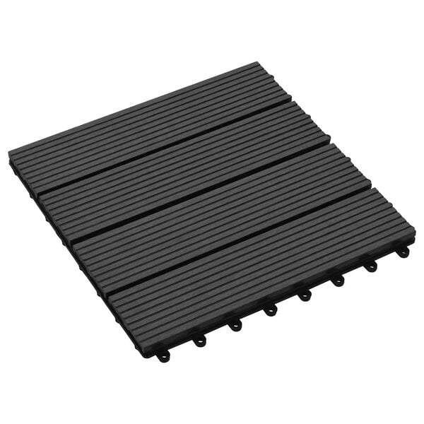 vidaXL Tile de Decking 11 pcs Negro 30 x 30 cm WPC