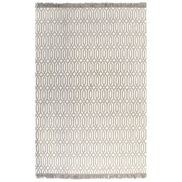 vidaXL Alfombra de algod&oacute;n Kilim 120x180 cm estampado gris topo