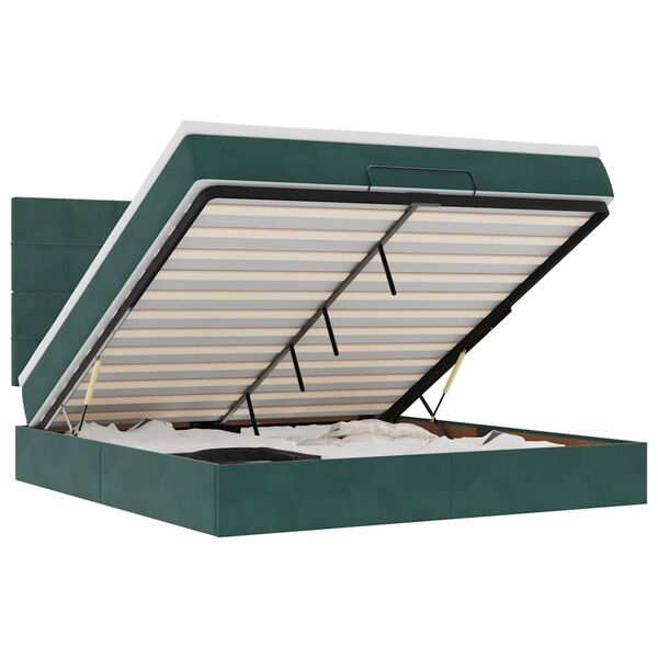 vidaXL Estructura de cama otomana colchones terciopelo verde oscuro