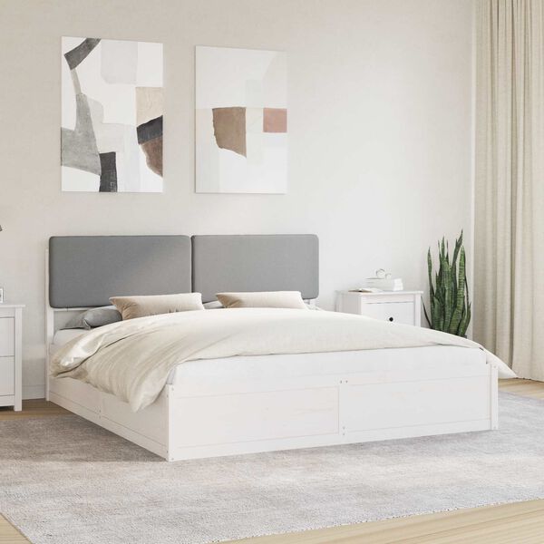 vidaXL Estructura de Cama con Cabecera Tapizada Gris Claro