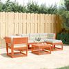 vidaXL Set muebles jard&iacute;n 5 pzas con cojines madera pino marr&oacute;n cera