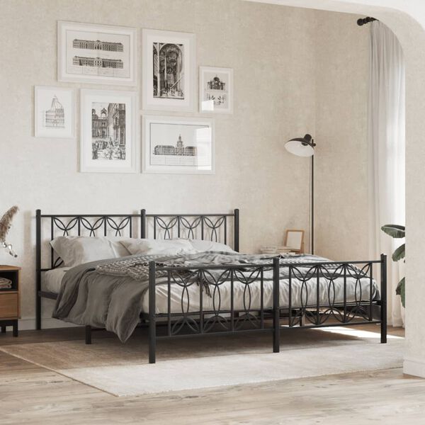 vidaXL Estructura cama sin colch&oacute;n con estribo metal negro 183x213 cm