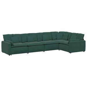 vidaXL Sof&aacute; modular con cojines de terciopelo verde oscuro