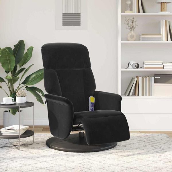 vidaXL Silla de masajes reclinable Negro 91 x 71 x 105 cm Terciopelo