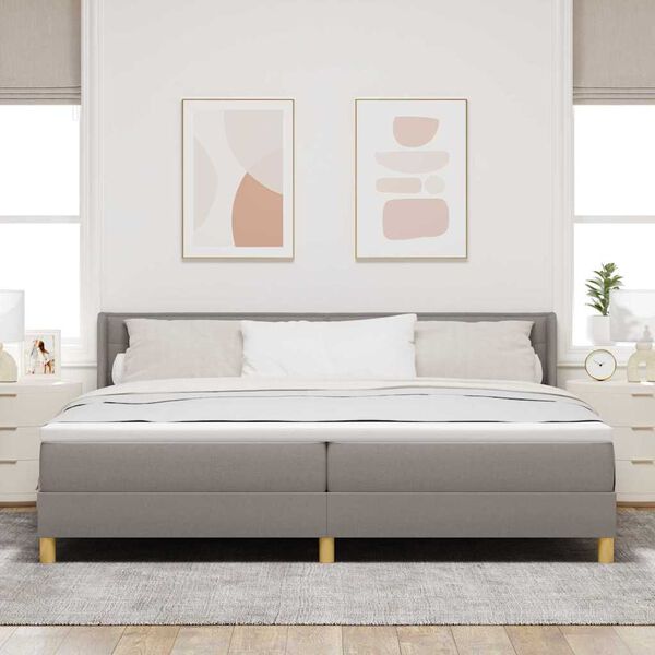 vidaXL Cama tipo Box Spring con colch&oacute;n Taup&eacute; 200 x 200 cm Poli&eacute;ster