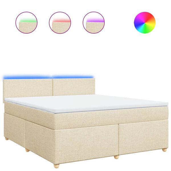 vidaXL Cama box spring con colch&oacute;n tela color crema 180x200 cm