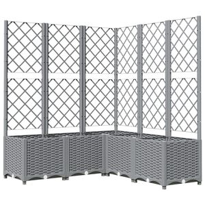 vidaXL Jardinera con enrejado PP gris claro 120x120x136 cm