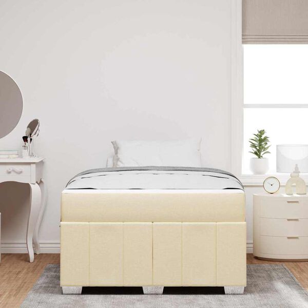 vidaXL Estructura de cama con colch&oacute;n Crema 120 x 200 cm tela