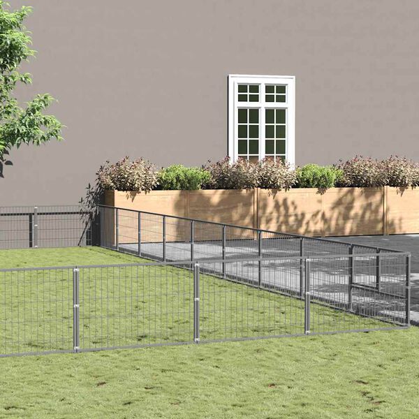 vidaXL Perrera plateada 90 m&sup2; acero