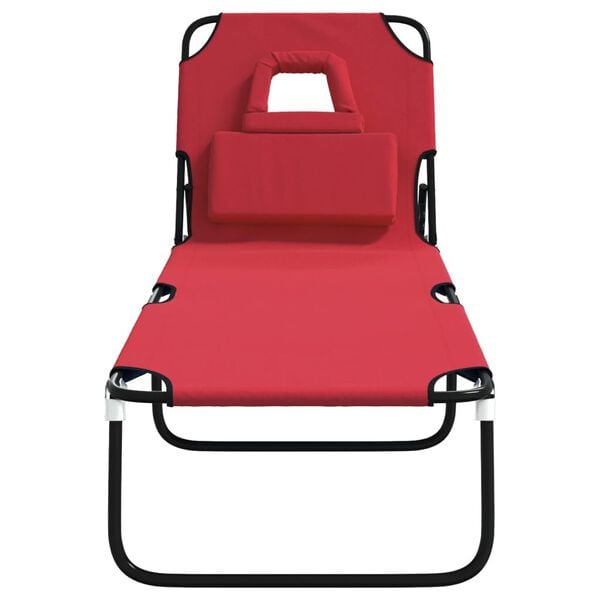 vidaXL Tumbona plegable acero recubrimiento en polvo tela Oxford rojo
