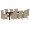 vidaXL Conjunto de Comedor de Jard&iacute;n 9 uds. Beige rat&aacute;n sint&eacute;tico