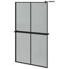 vidaXL Mampara ducha con estante vidrio ESG y aluminio negro 118x195cm