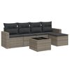 vidaXL Set de muebles de jard&iacute;n 6 pzas y cojines rat&aacute;n sint&eacute;tico gris