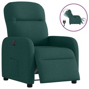 vidaXL Sill&oacute;n reclinable el&eacute;ctrico tela verde oscuro