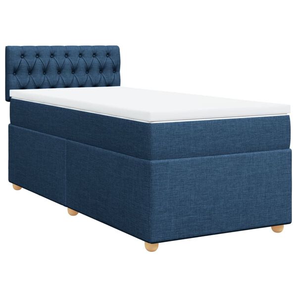 vidaXL Cama box spring con colch&oacute;n tela azul 90x190 cm