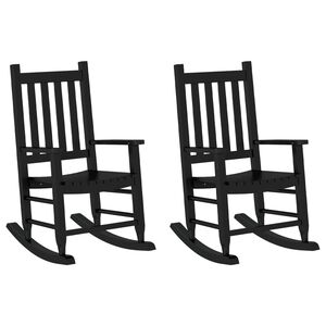 vidaXL Mecedoras para ni&ntilde;os 2 uds madera maciza de &aacute;lamo negras