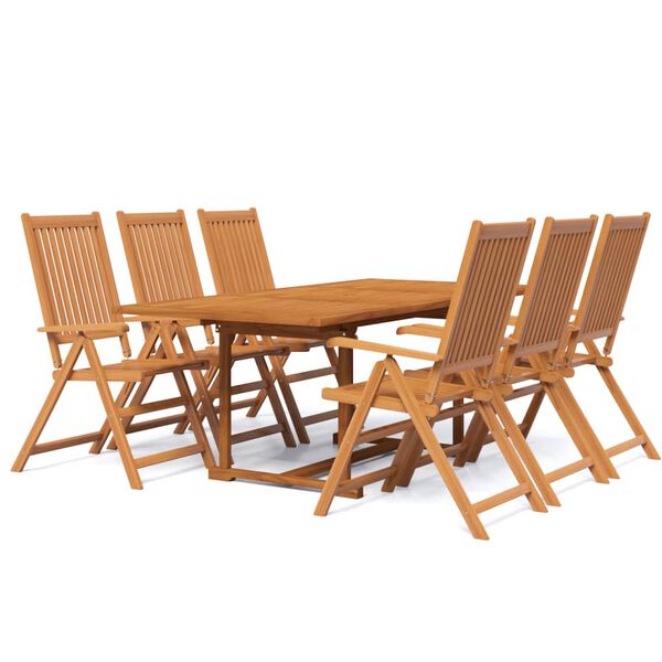 vidaXL Juego de comedor de jard&iacute;n 7 piezas madera maciza de acacia 150-200 cm