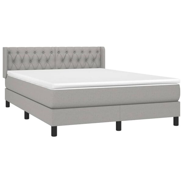 vidaXL Cama box spring con colch&oacute;n tela gris claro 140x200 cm