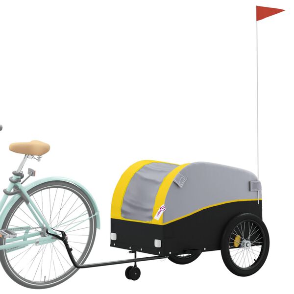 vidaXL Remolque para bicicleta hierro negro y amarillo 45 kg