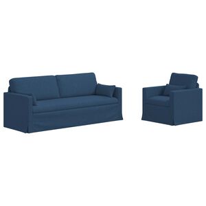 vidaXL Sof&aacute; 2 pcs Azul