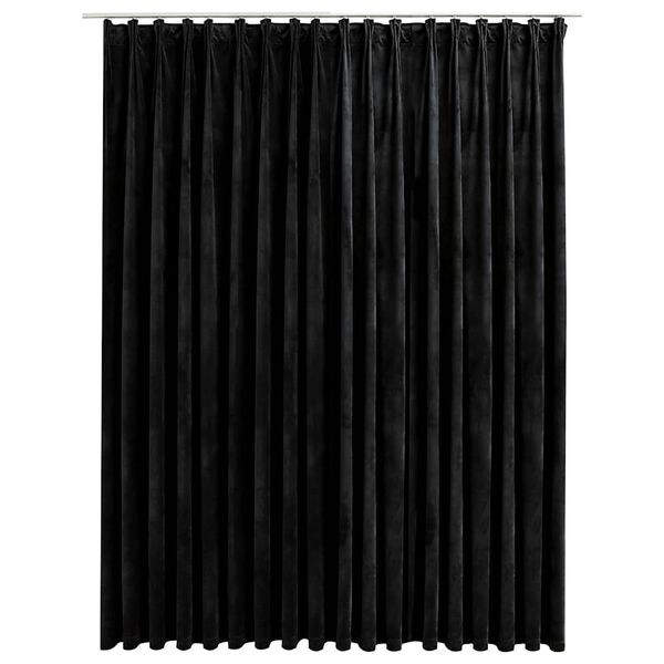 vidaXL Cortina opaca con ganchos terciopelo negro 290x245 cm