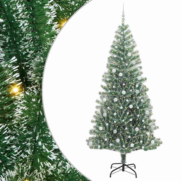 vidaXL &Aacute;rbol de Navidad Artificial Nevado con Luz LED Verde y 240 cm