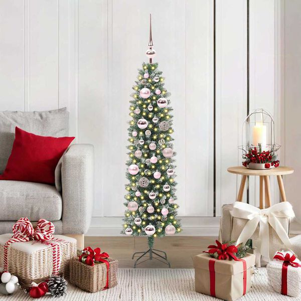 vidaXL Árbol Navideño Artificial Delgado con 150 LED verde y 120 cm