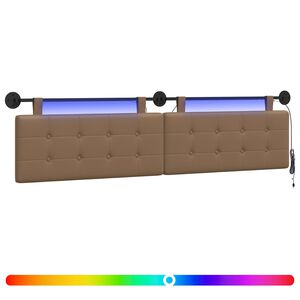 vidaXL Cabecero colgante Con luz LED Capuchino Cuero sint&eacute;tico