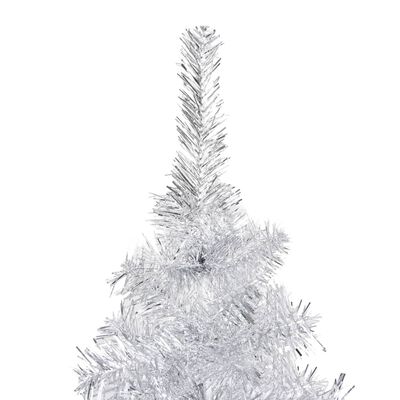 vidaXL Árbol de Navidad preiluminado con luces y bolas plateado 180 cm