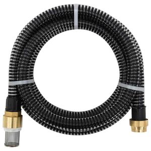 vidaXL Manguera de succi&oacute;n con conectores de lat&oacute;n PVC negro 29 mm 3 m