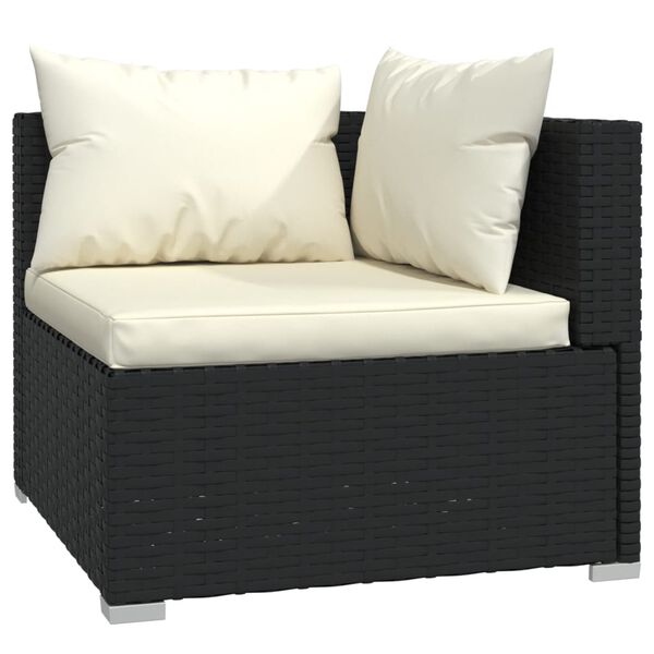 vidaXL Set muebles de jard&iacute;n 11 pzas y cojines rat&aacute;n sint&eacute;tico negro