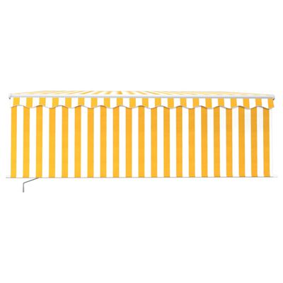 vidaXL Toldo retráctil manual con persiana amarillo y blanco 4x3 m