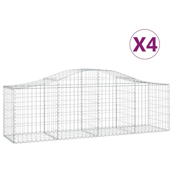 vidaXL Cestas de gaviones 4 uds forma de arco hierro 200x50x60/80 cm