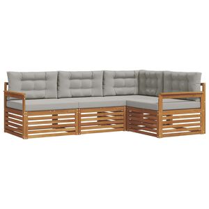 vidaXL Conjunto de sof&aacute;s de exterior 4 pcs Gris Natural y Claro