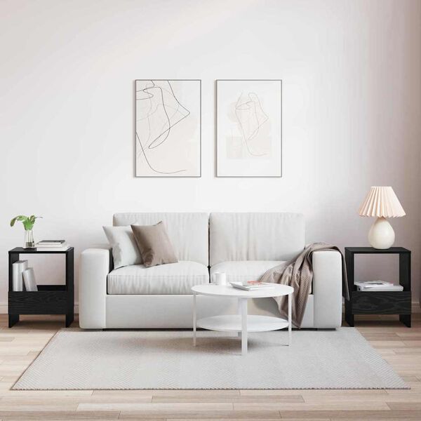 vidaXL Estante de revistas 2 pcs Roble Negro 35 x 30 x 45 cm