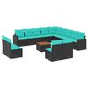 vidaXL Set de sof&aacute;s de jard&iacute;n y cojines 14 pzas rat&aacute;n sint&eacute;tico negro