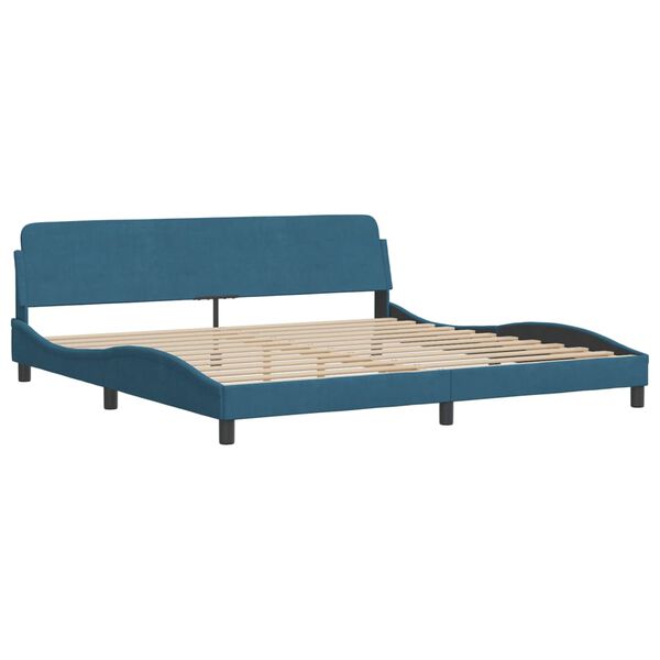 vidaXL Cama con colch&oacute;n terciopelo azul oscuro 200x200 cm
